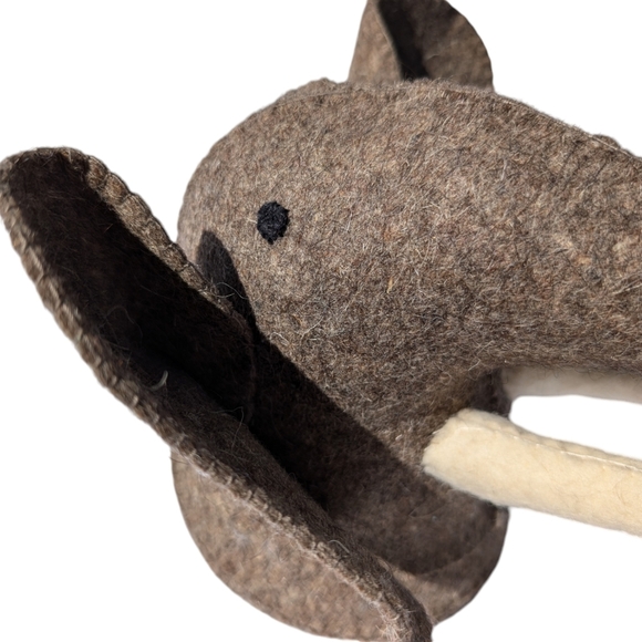 ELEPHANT Wool Felted Mud Pie Head Bust Wall Mount Decor - Picture 4 of 8